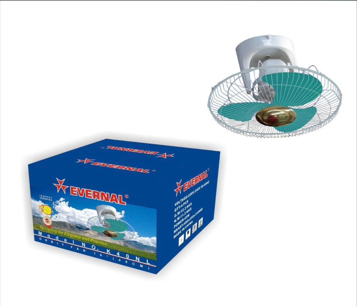 Ventilateur EVERNAL 16" K40NL PLAFOND